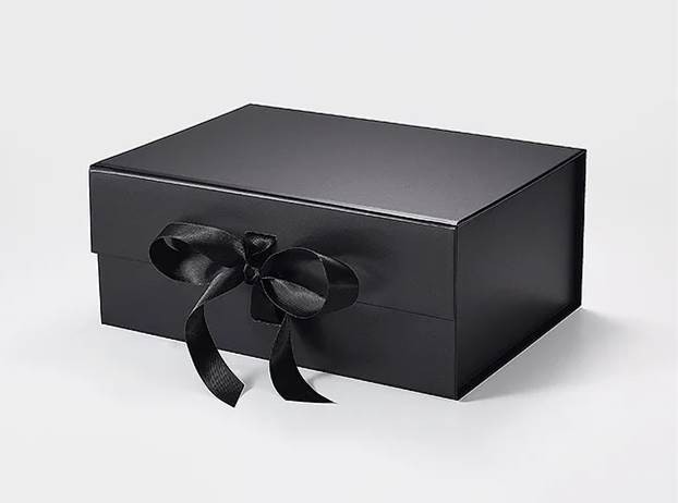 קופסת מגנט מלבנית עם סרט לקשירה צבע שחור 